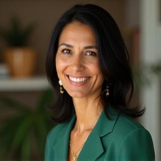 Dr. Anya Sharma, a warm and knowledgeable nutritionist